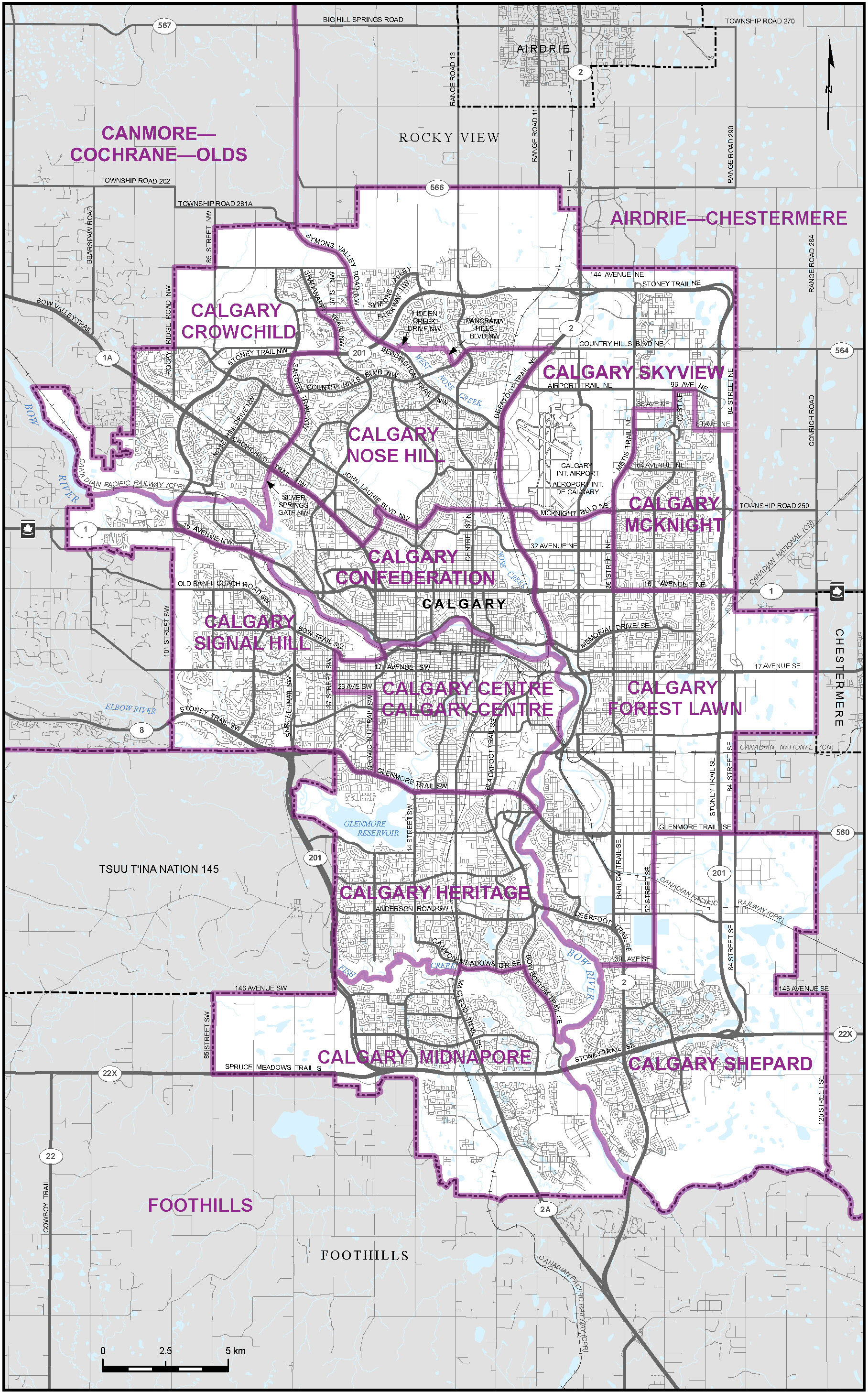 Carte de la ville de Calgary (carte&nbsp;2)