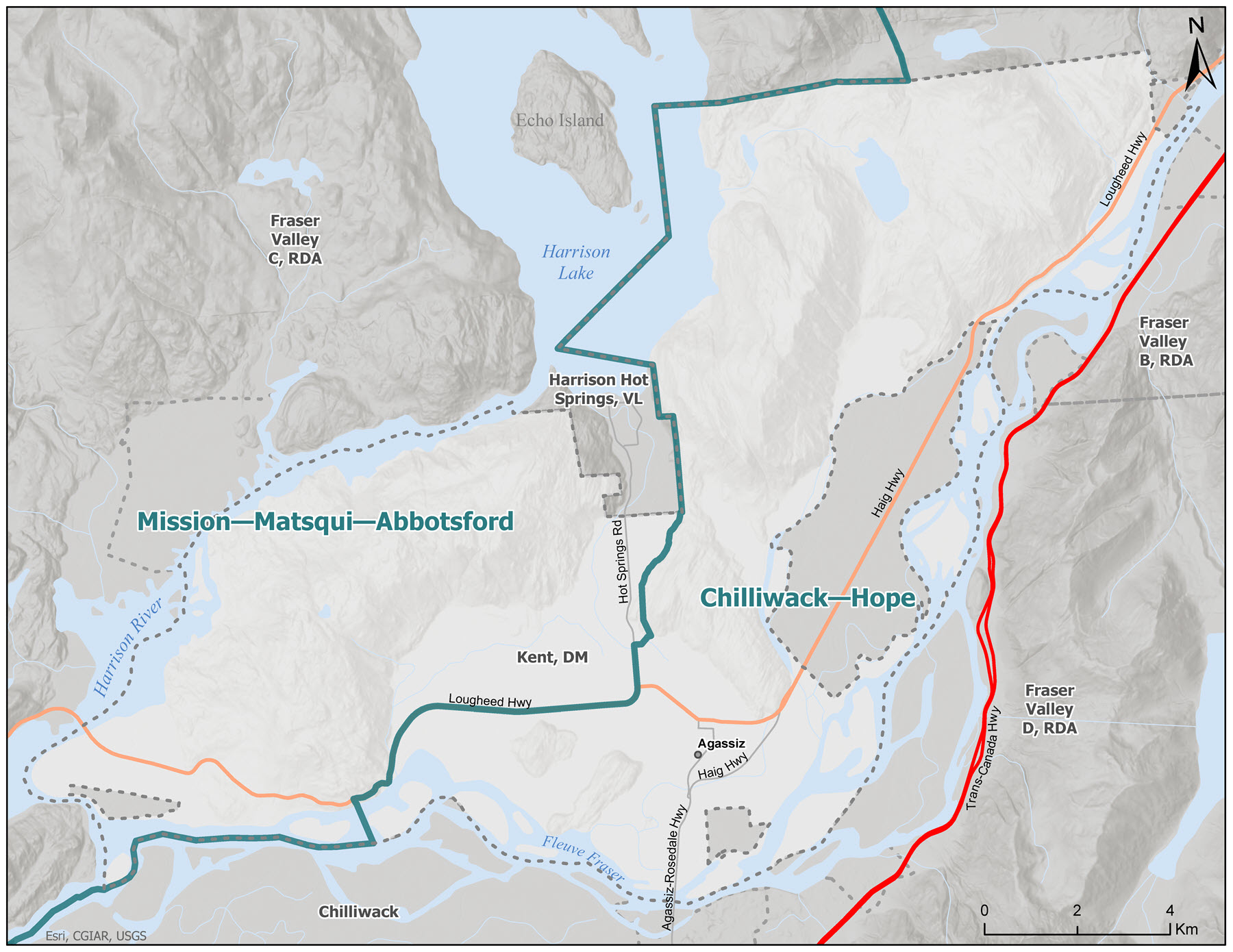Carte E: La municipalit&eacute; de district de Kent