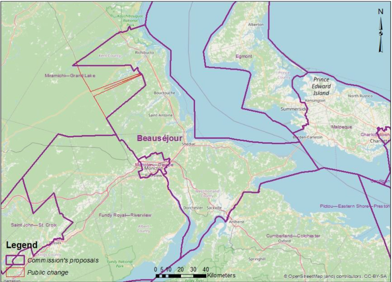 This image shows an alternate map for the riding of Beausejour