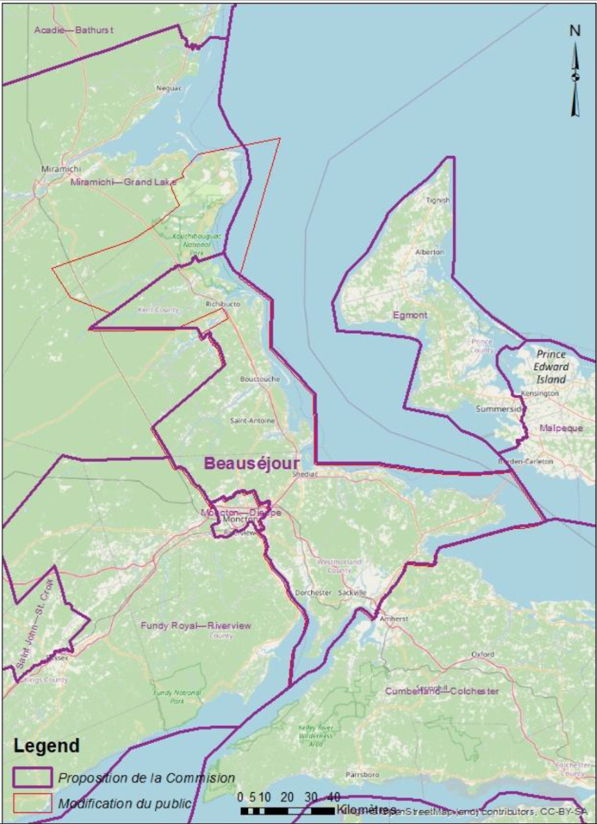 Cette image montre une carte &eacute;lectorale alternative de la circonscription de Beaus&eacute;jour.