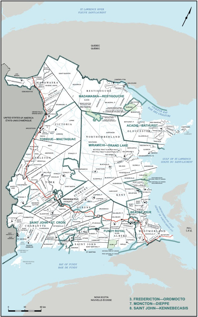 Carte du Nouveau-Brunswick (carte 1)