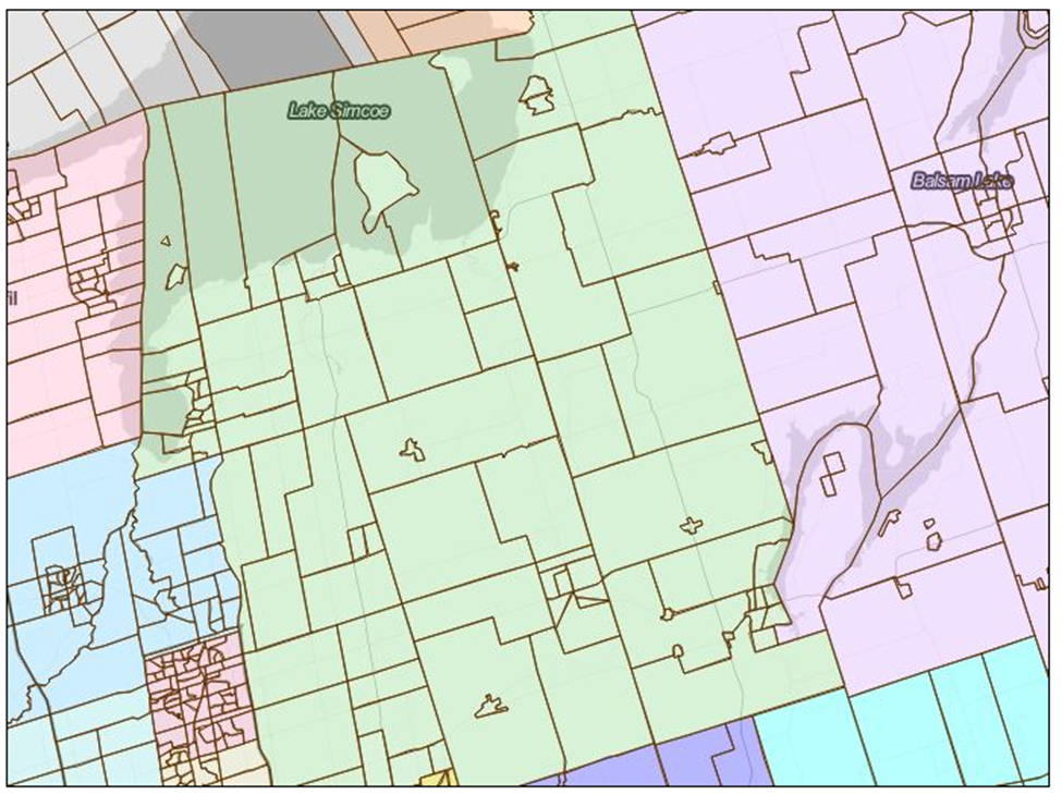 Image shows a map that is described in the written part of the submission.