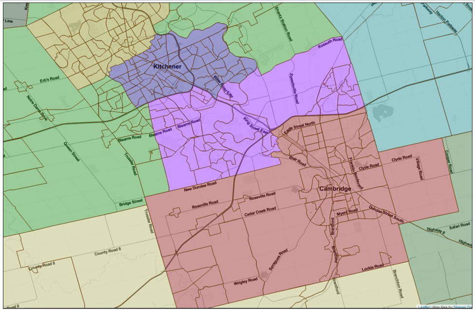 Image shows a map that is described in the written part of the submission.