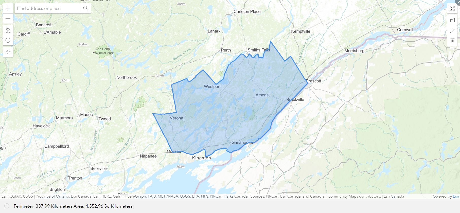 Image shows a map that is described in the written part of the submission.