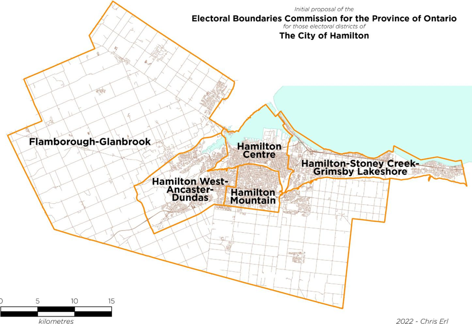 Public Submissions / Soumissions publiques, Electoral Boundary Commission Proposal / Proposition de la Commission de d&eacute;limitation des circonscriptions &eacute;lectorales (Green lines), Public Submission / Pr&eacute;sentation publique (Yellow lines)
