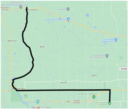 Image shows a map that is described in the written part of the submission.