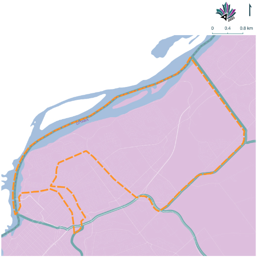 Image shows a map that is described in the written part of the submission.