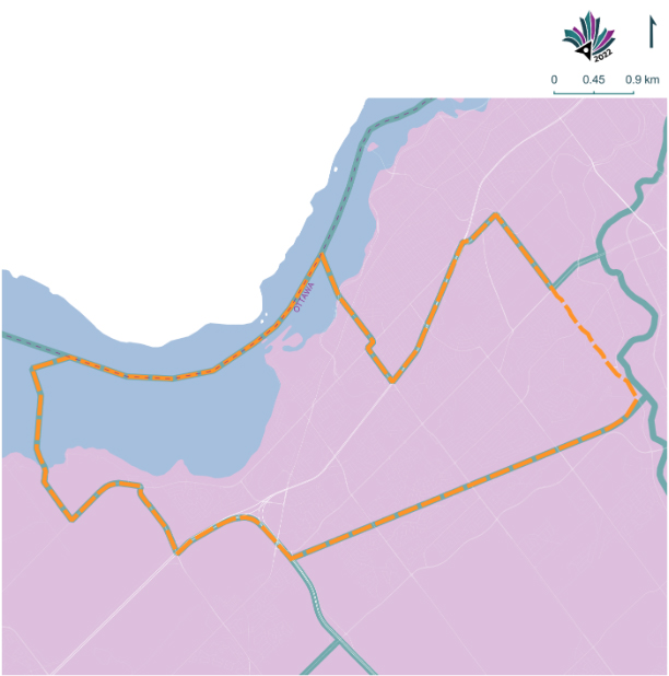 Image shows a map that is described in the written part of the submission.