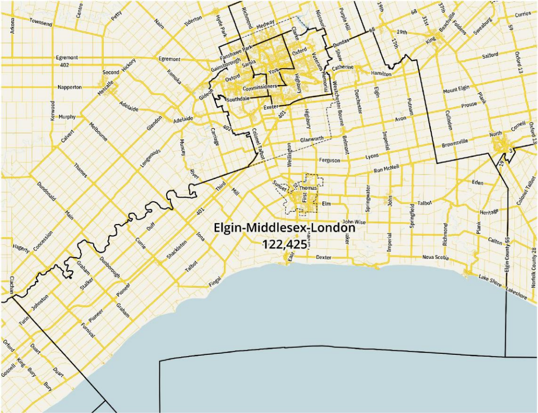 Image shows a map that is described in the written part of the submission.