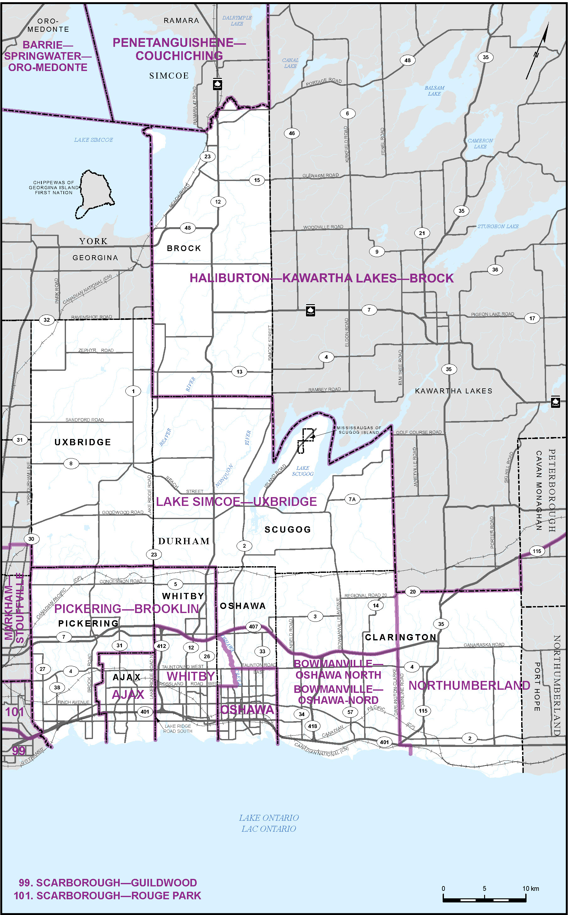 Carte de la municipalit&eacute; r&eacute;gionale de Durham (partie) (carte&nbsp;9)