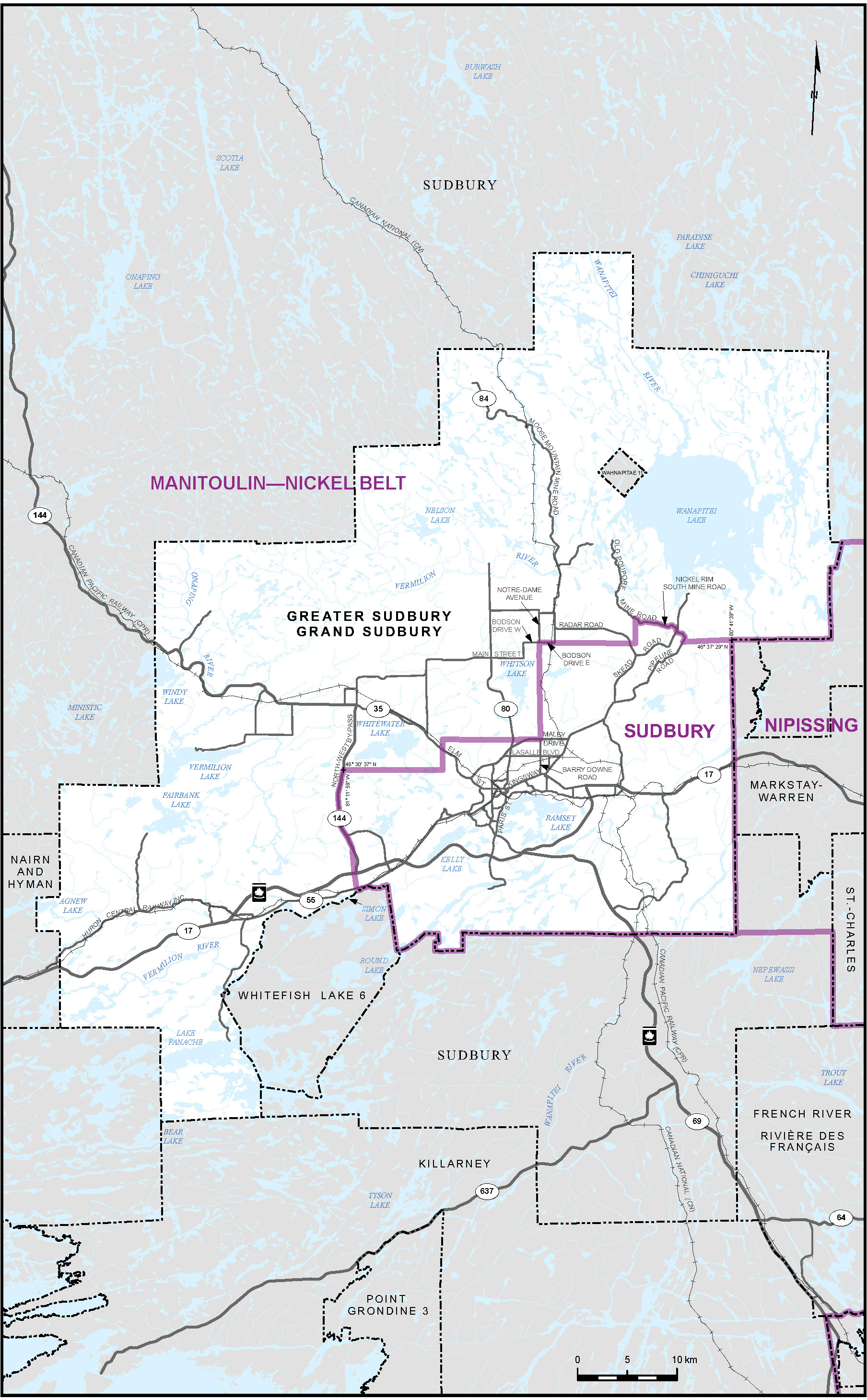 Carte de la ville du Grand Sudbury (carte&nbsp;10)