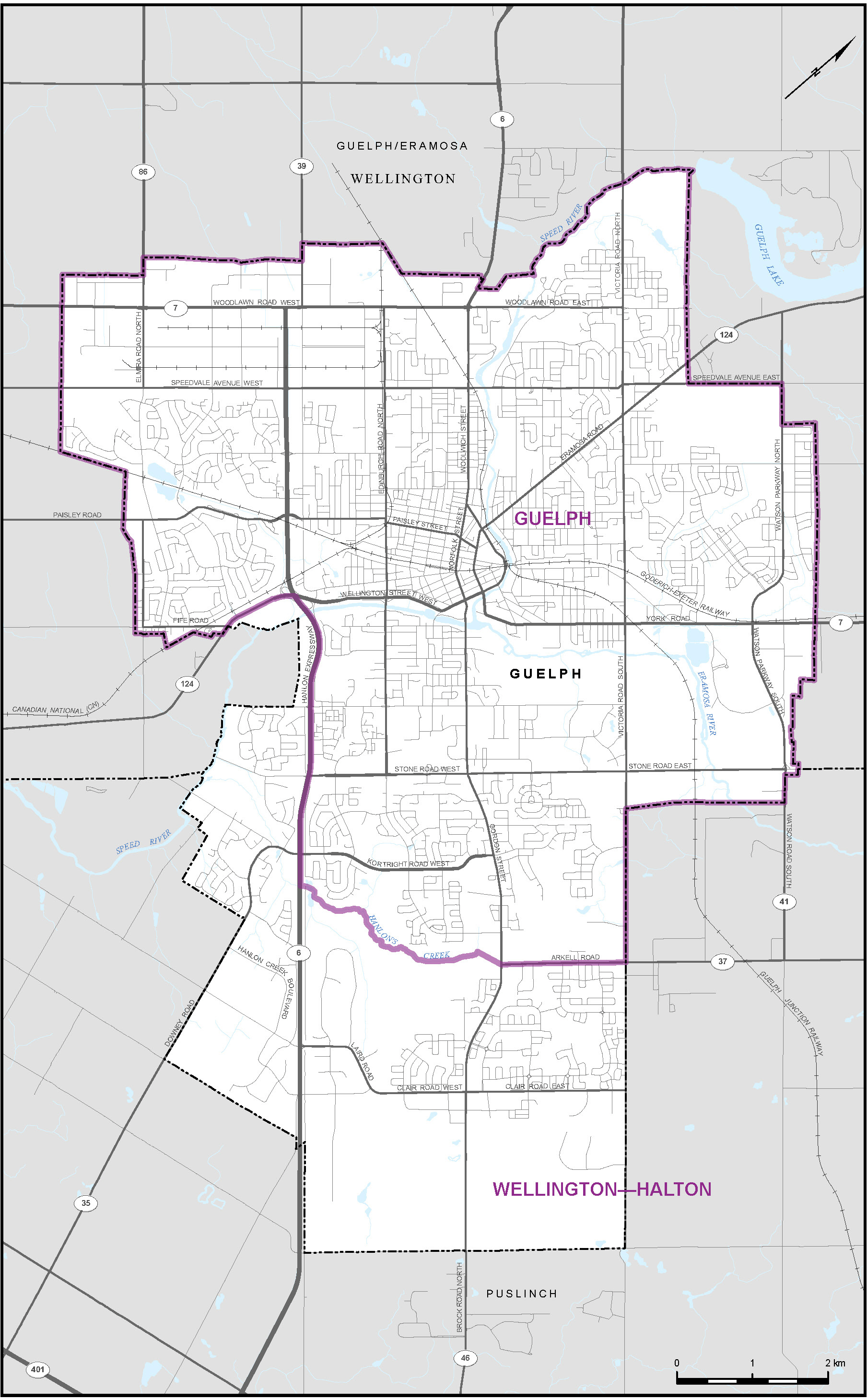 Carte de la ville de Guelph (carte&nbsp;11)