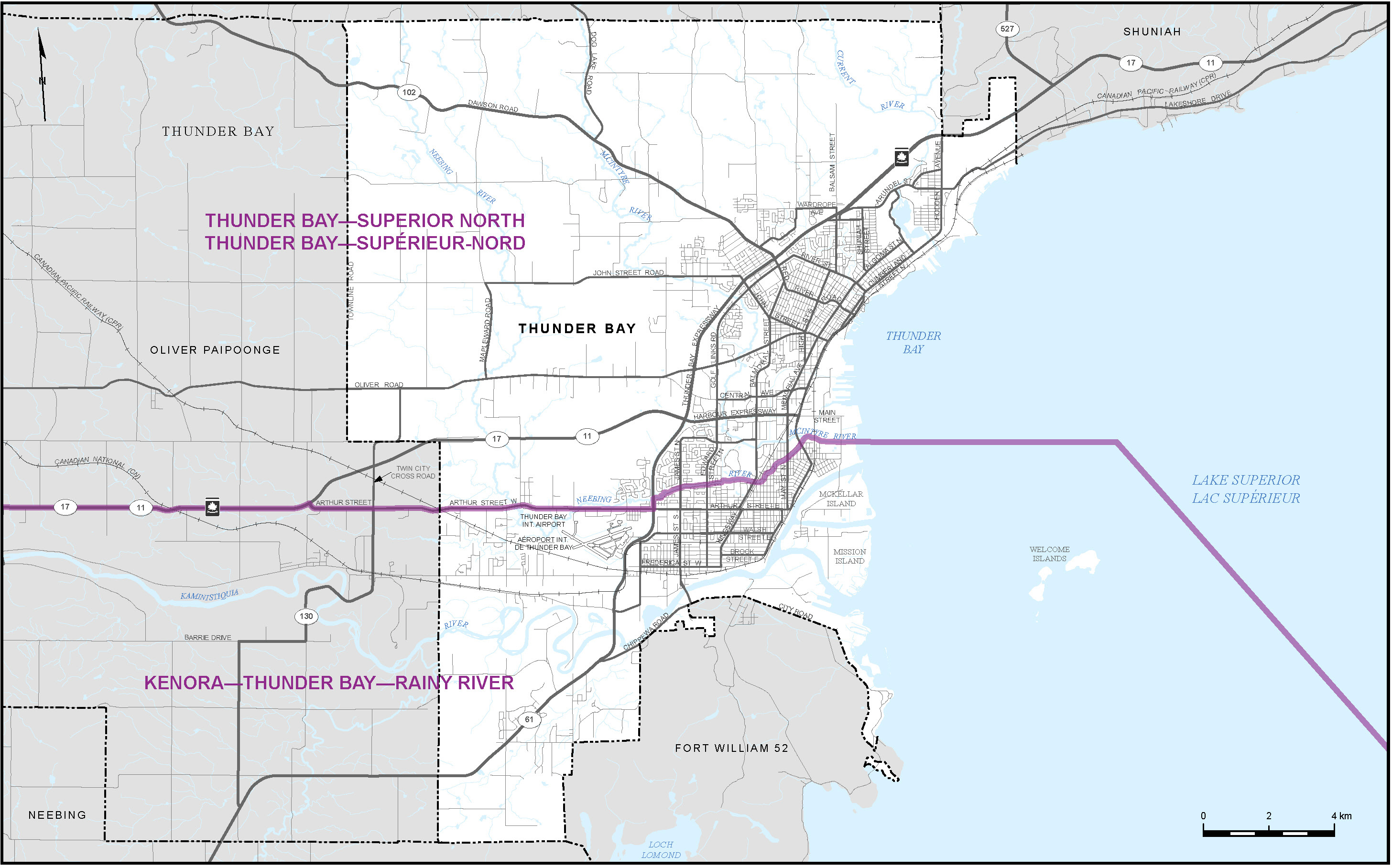 Carte de la ville de Thunder Bay (carte&nbsp;19)