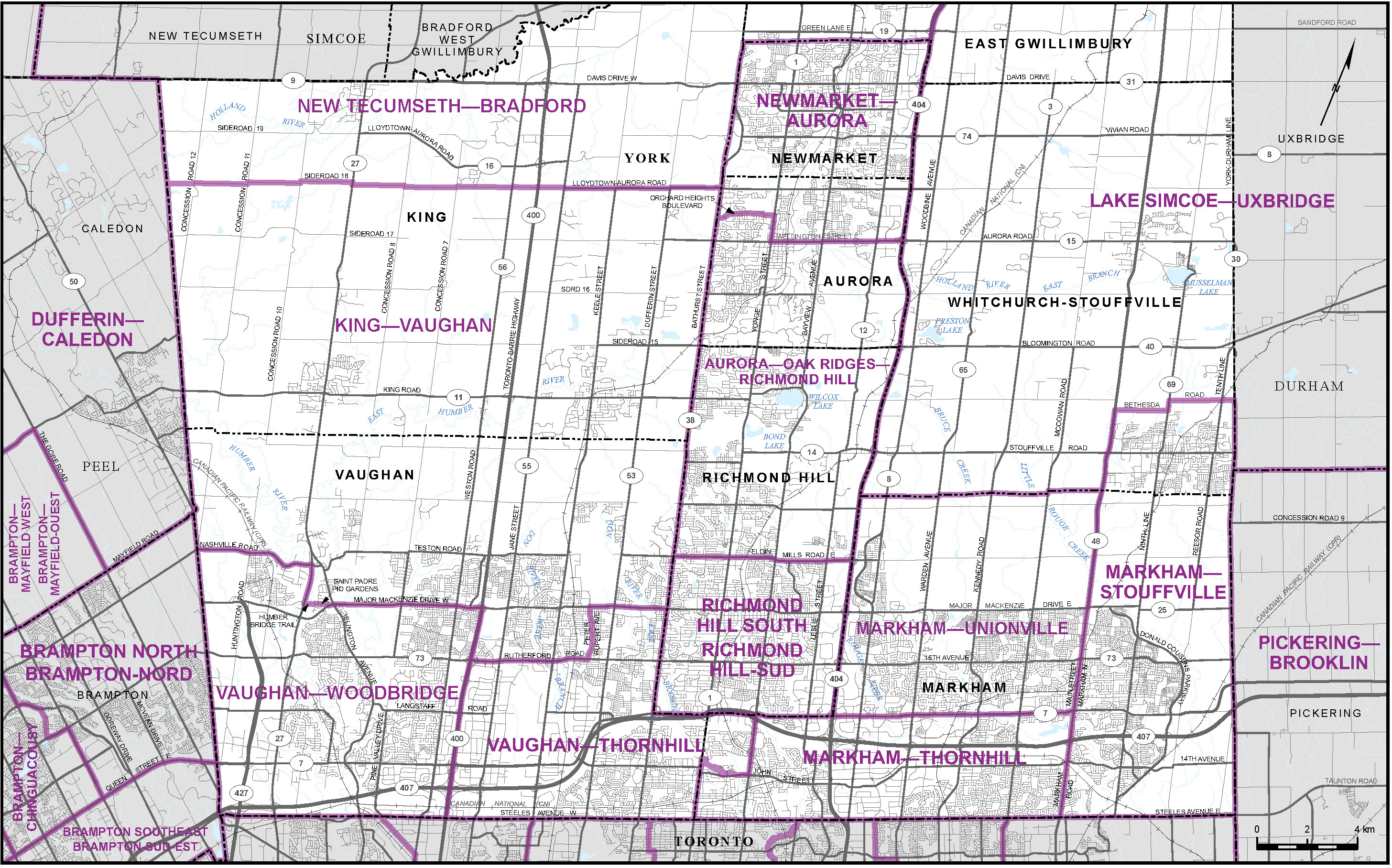 Carte de la municipalit&eacute; r&eacute;gionale de York (partie) (carte&nbsp;22)