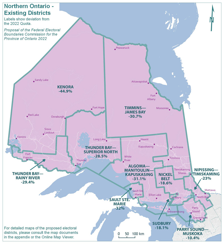 Northern Ontario Existing Districts