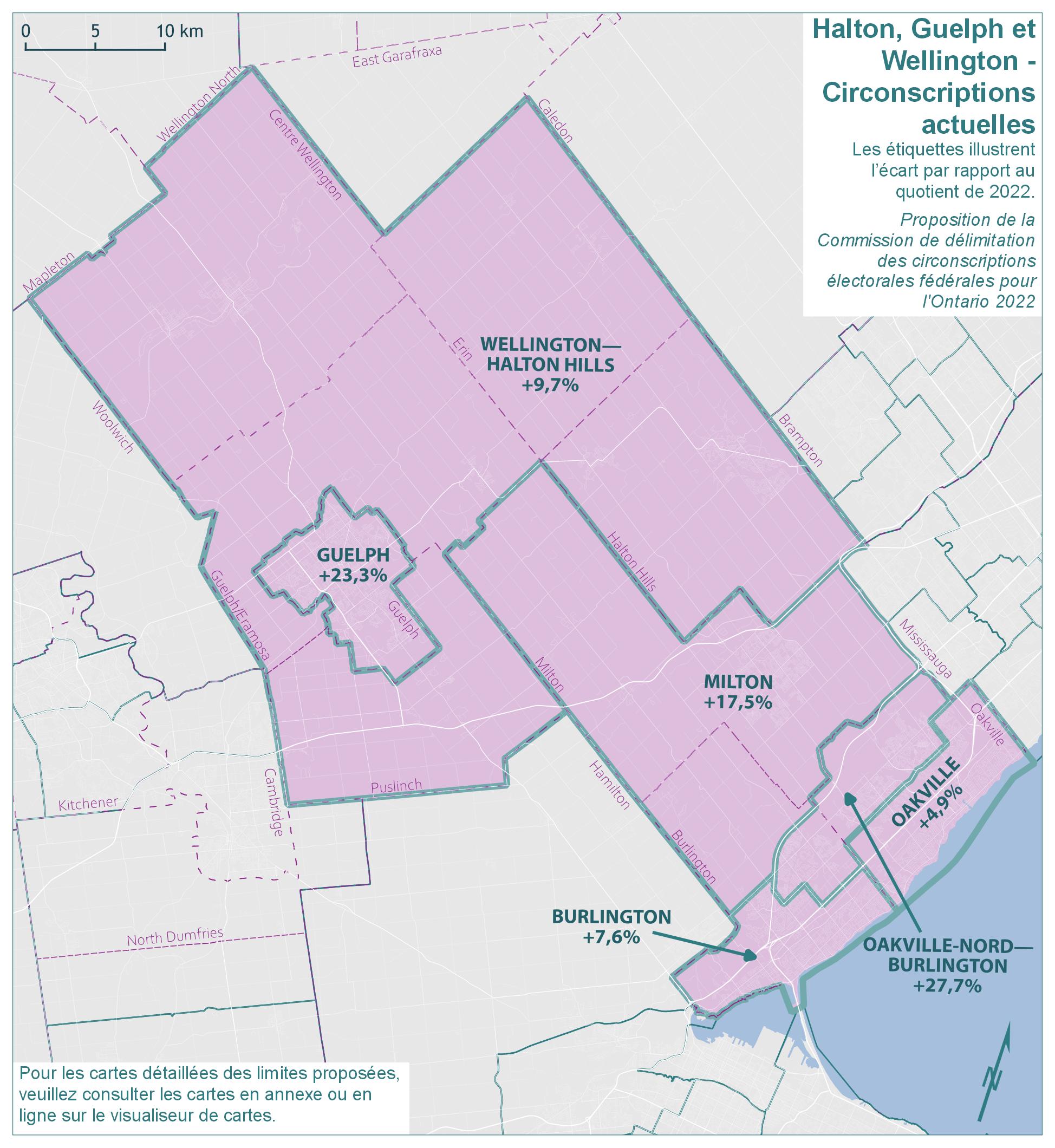 Halton, Guelph, et Wellington &ndash; Circonscriptions actuelles