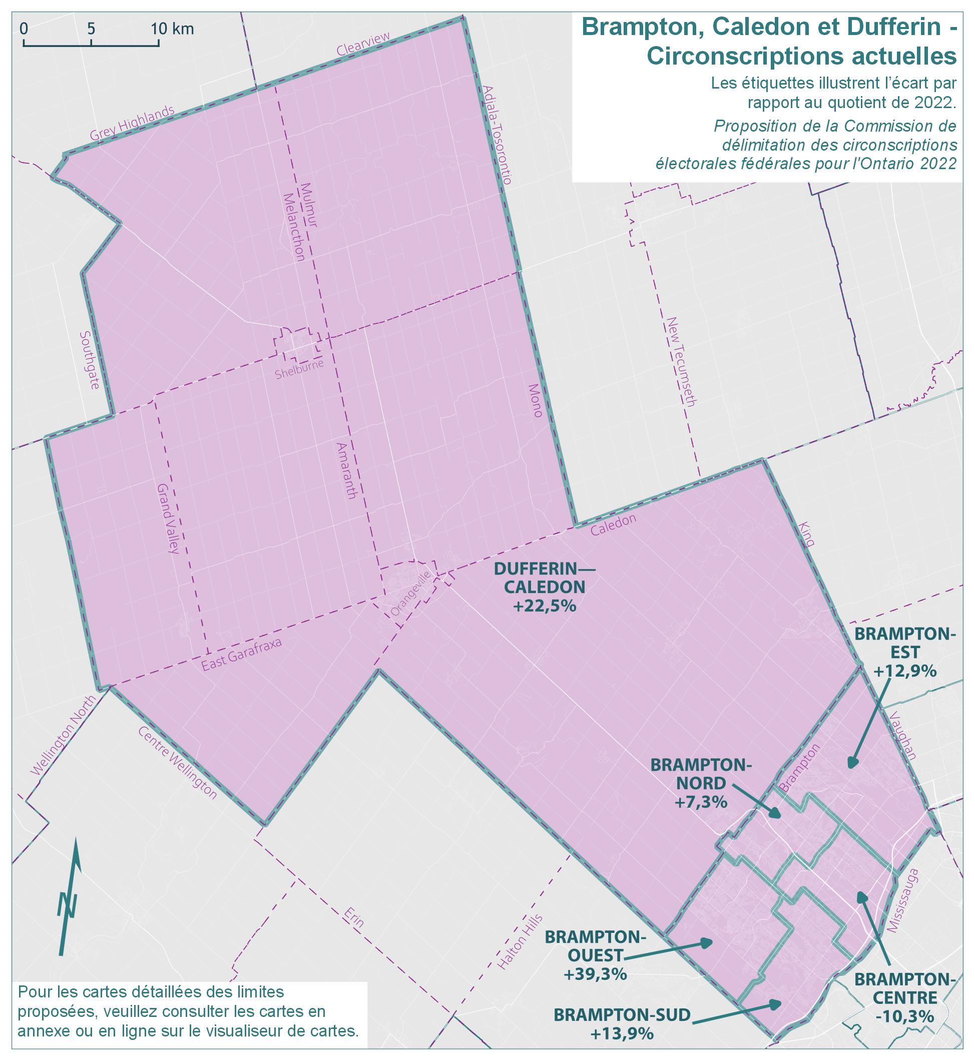 Brampton, Caledon, et Dufferin &ndash; Circonscriptions actuelles