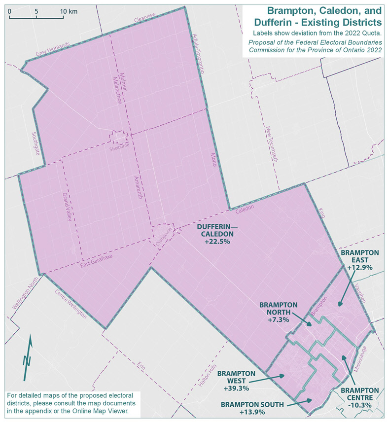 Brampton, Caledon, and Dufferin Existing Districts