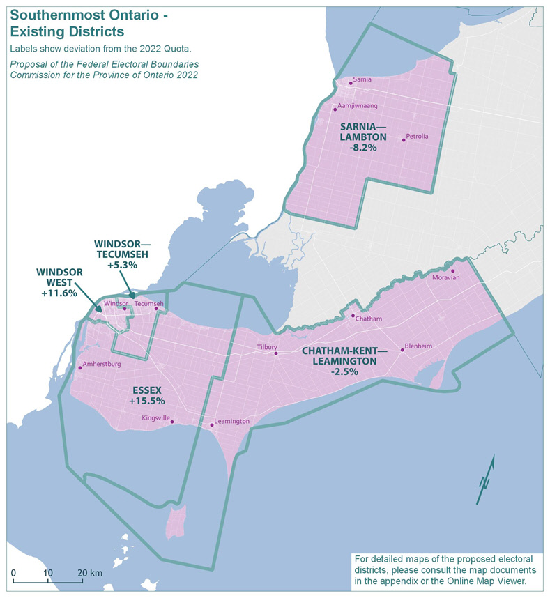 Southernmost Ontario Existing Districts