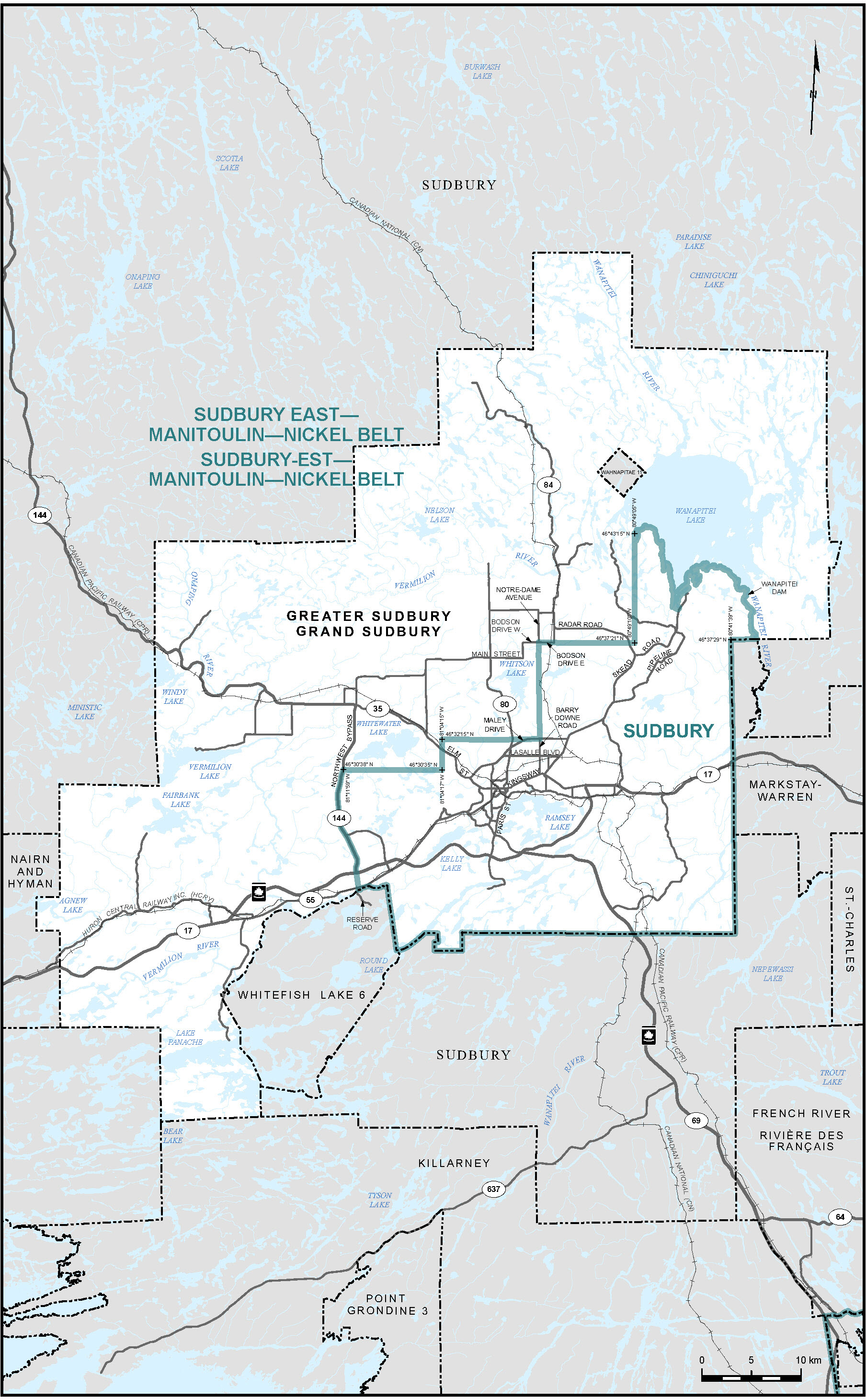 Carte de la ville du Grand Sudbury (carte 10)