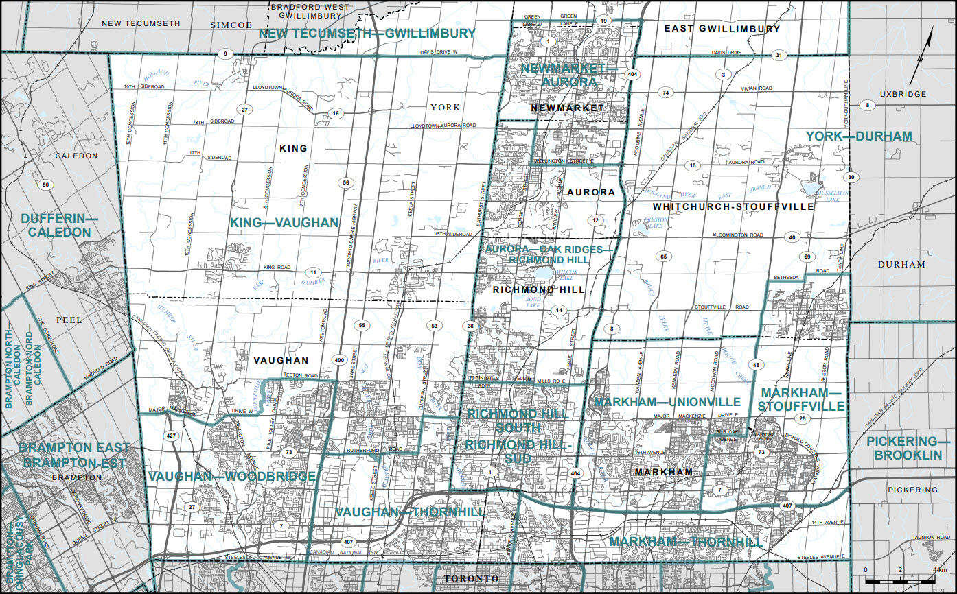 Carte de la municipalité régionale de York - partie (carte 21)