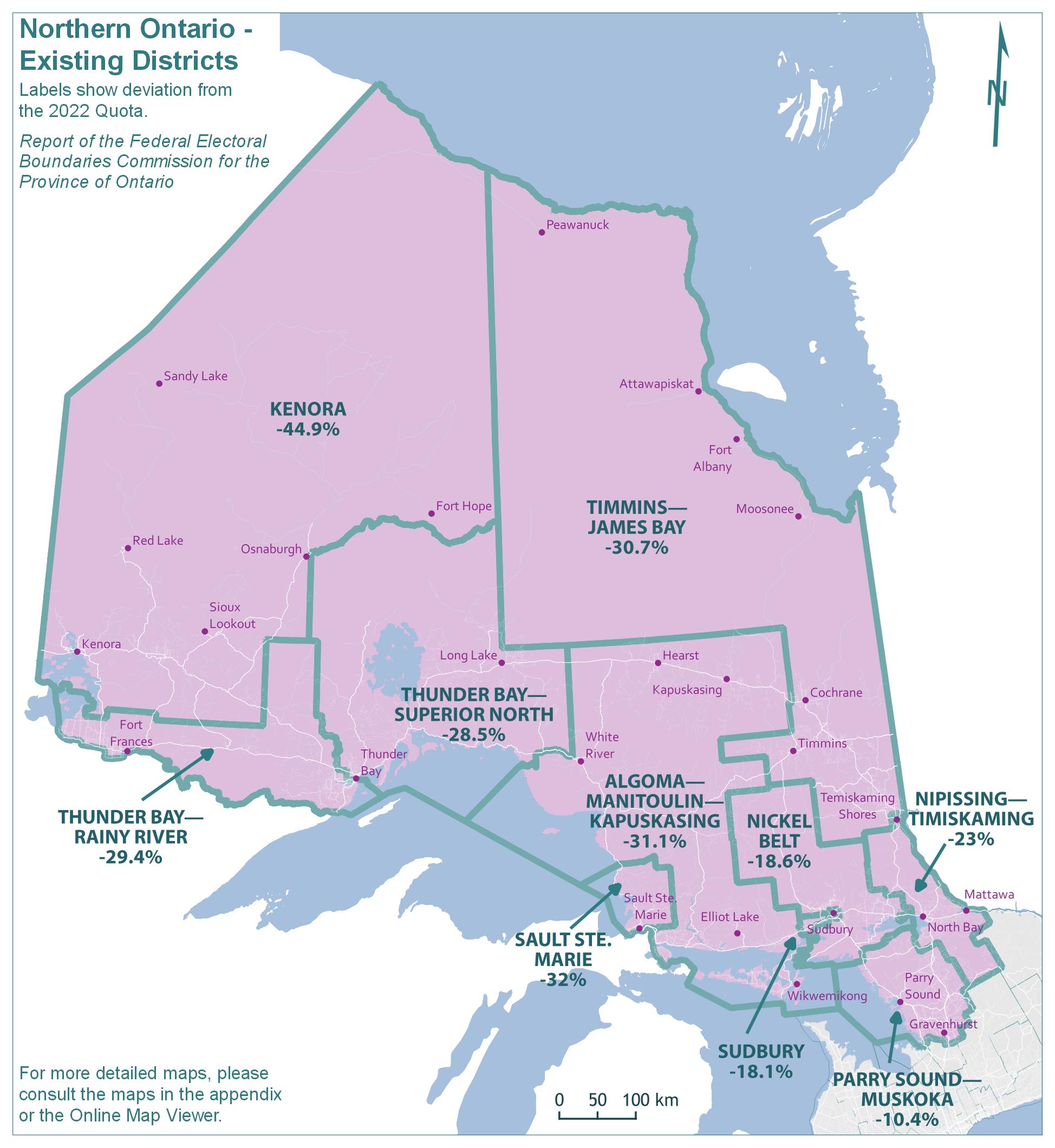 Northern Ontario - Existing Districts