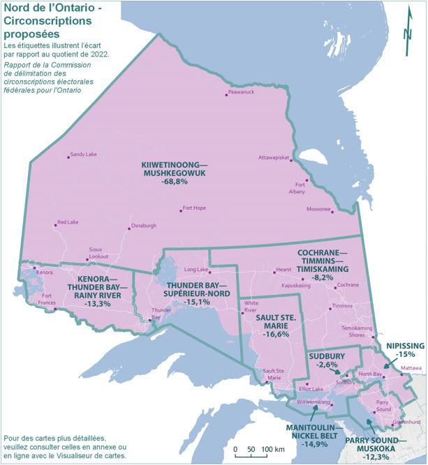 Nord de l'Ontario - Circonscriptions propos&eacute;es