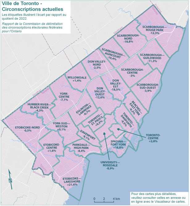 Ville de Toronto - Circonscriptions actuelles