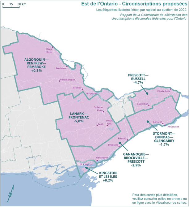 Est de l'Ontario - Circonscriptions propos&eacute;es