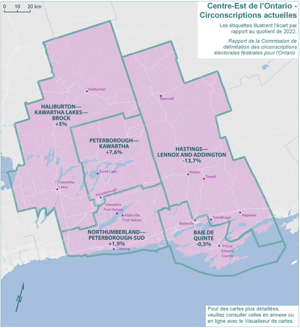 Centre-Est de l'Ontario - Circonscriptions actuelles