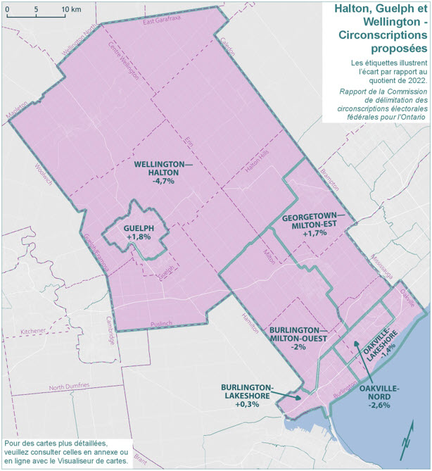 Halton, Guelph et Wellington - Circonscriptions propos&eacute;es