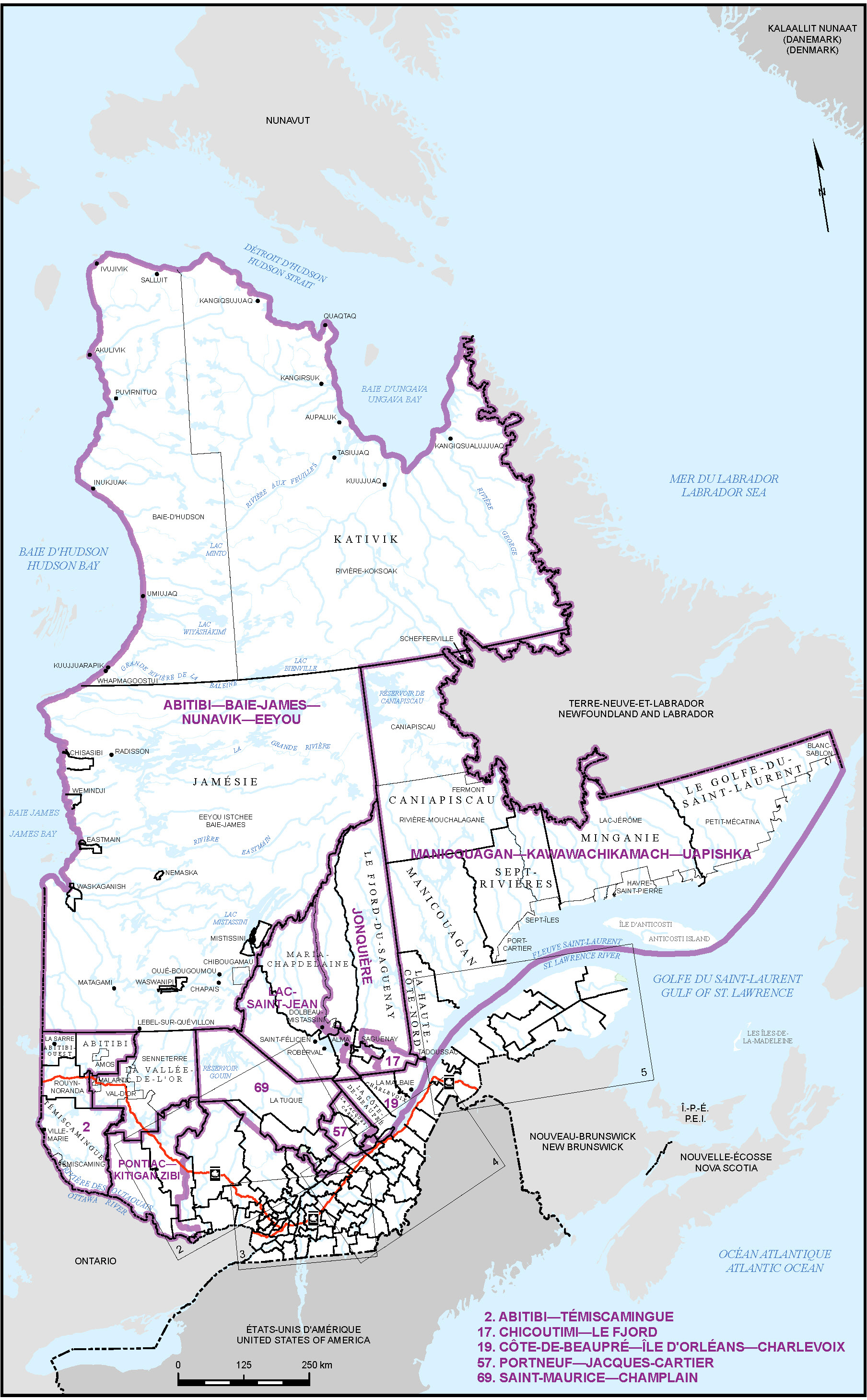 Map of province of Quebec (Map 1)