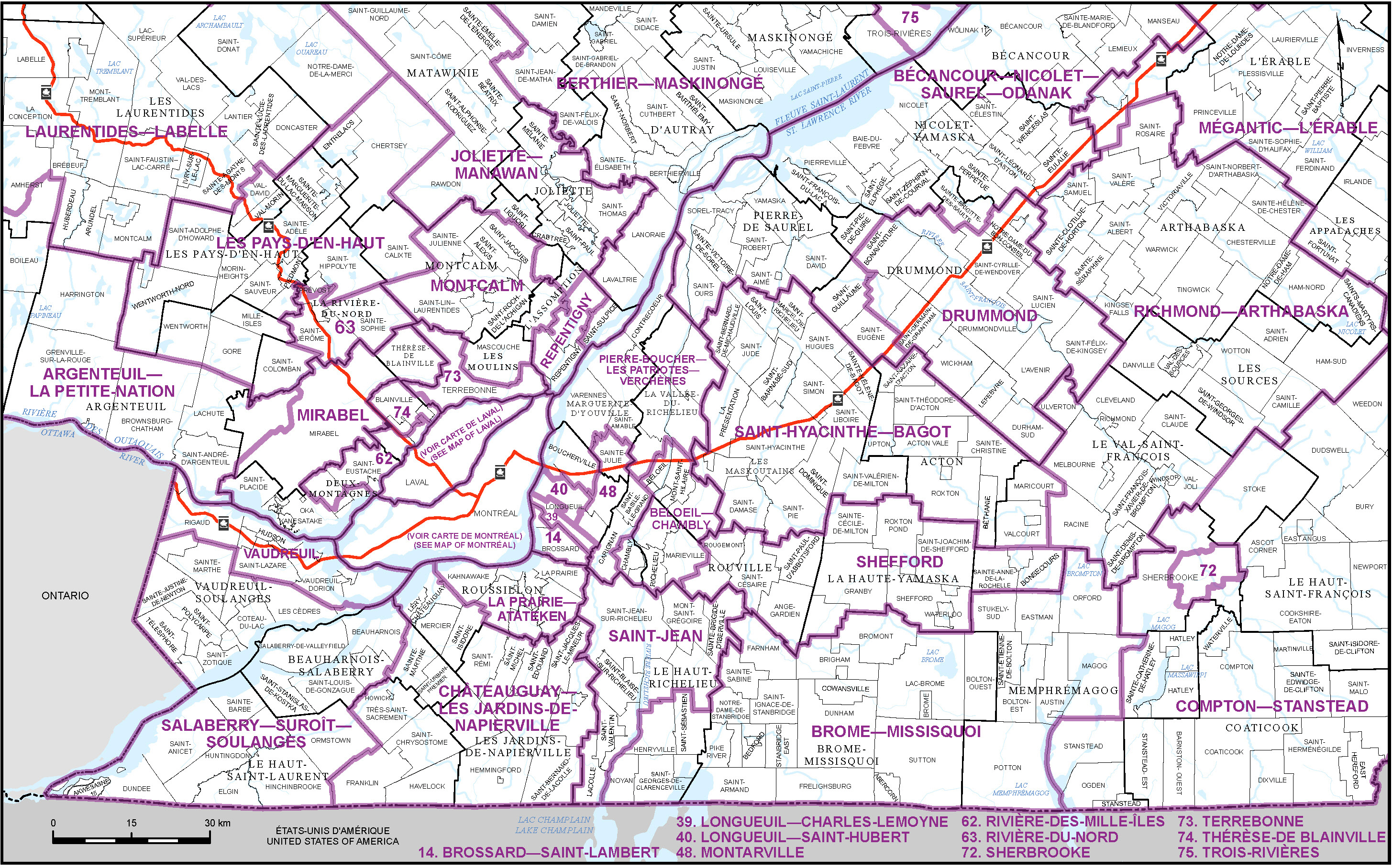 Map of Southern Quebec (Map 3)