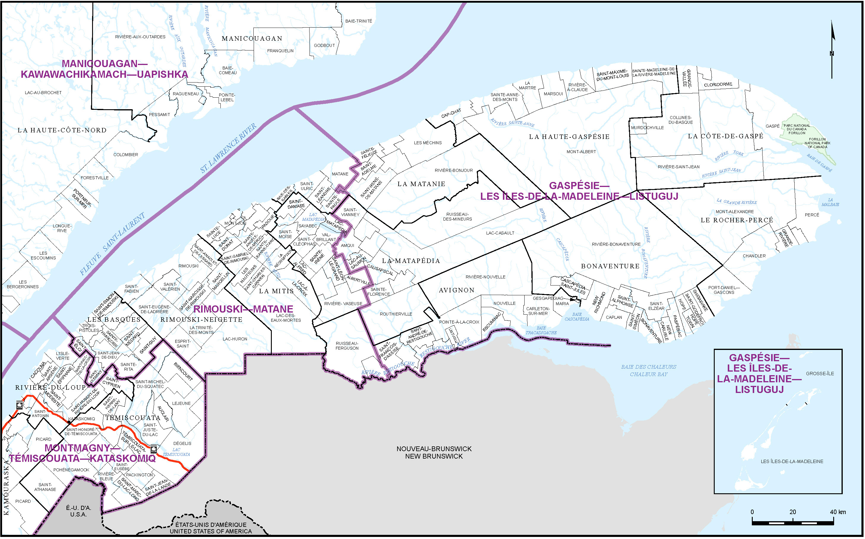 Map of Eastern Quebec (Map 5)