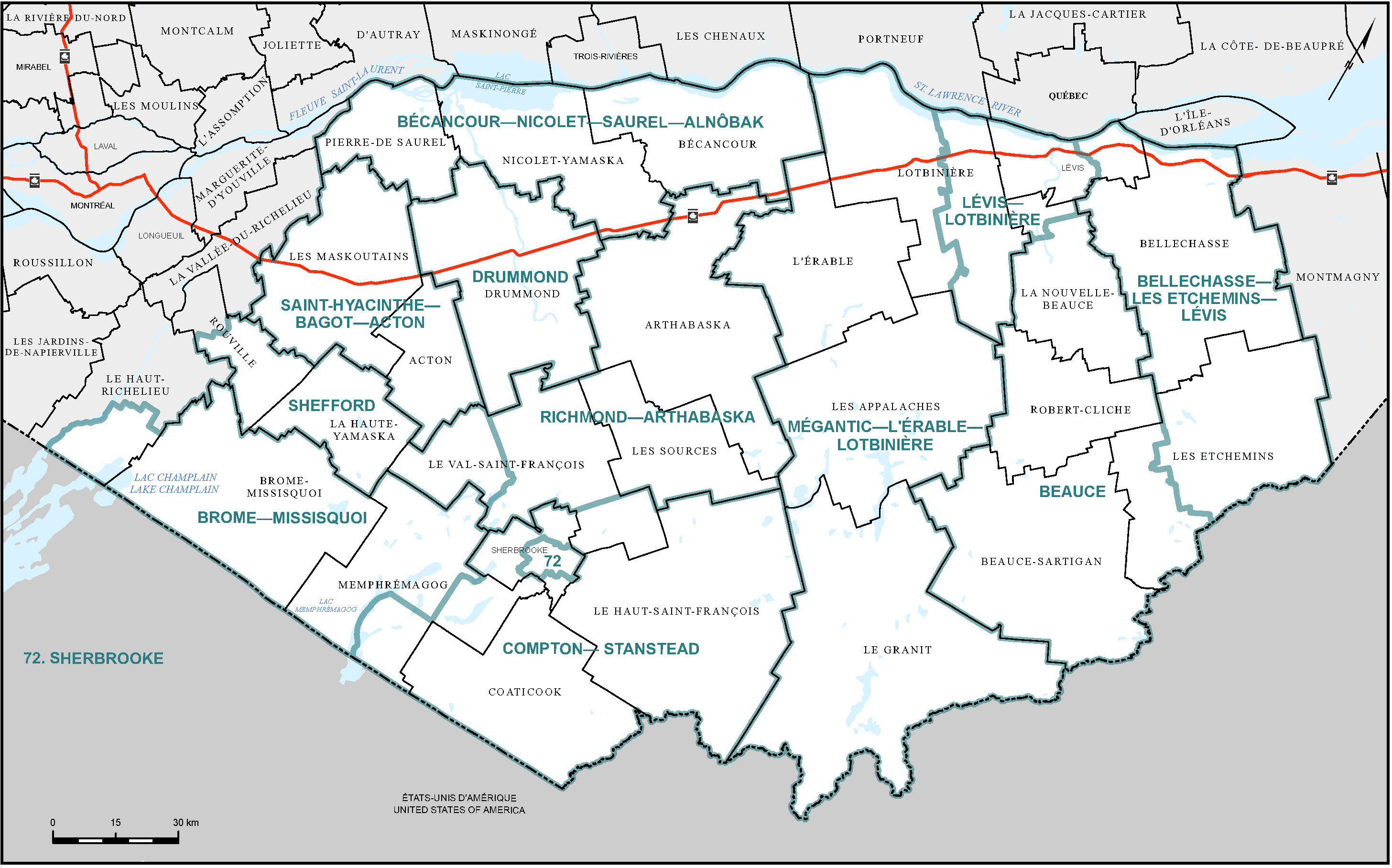 Map of Chaudi&egrave;re-Appalaches (west part), Estrie and Centre-du-Qu&eacute;bec (Map&nbsp;6)