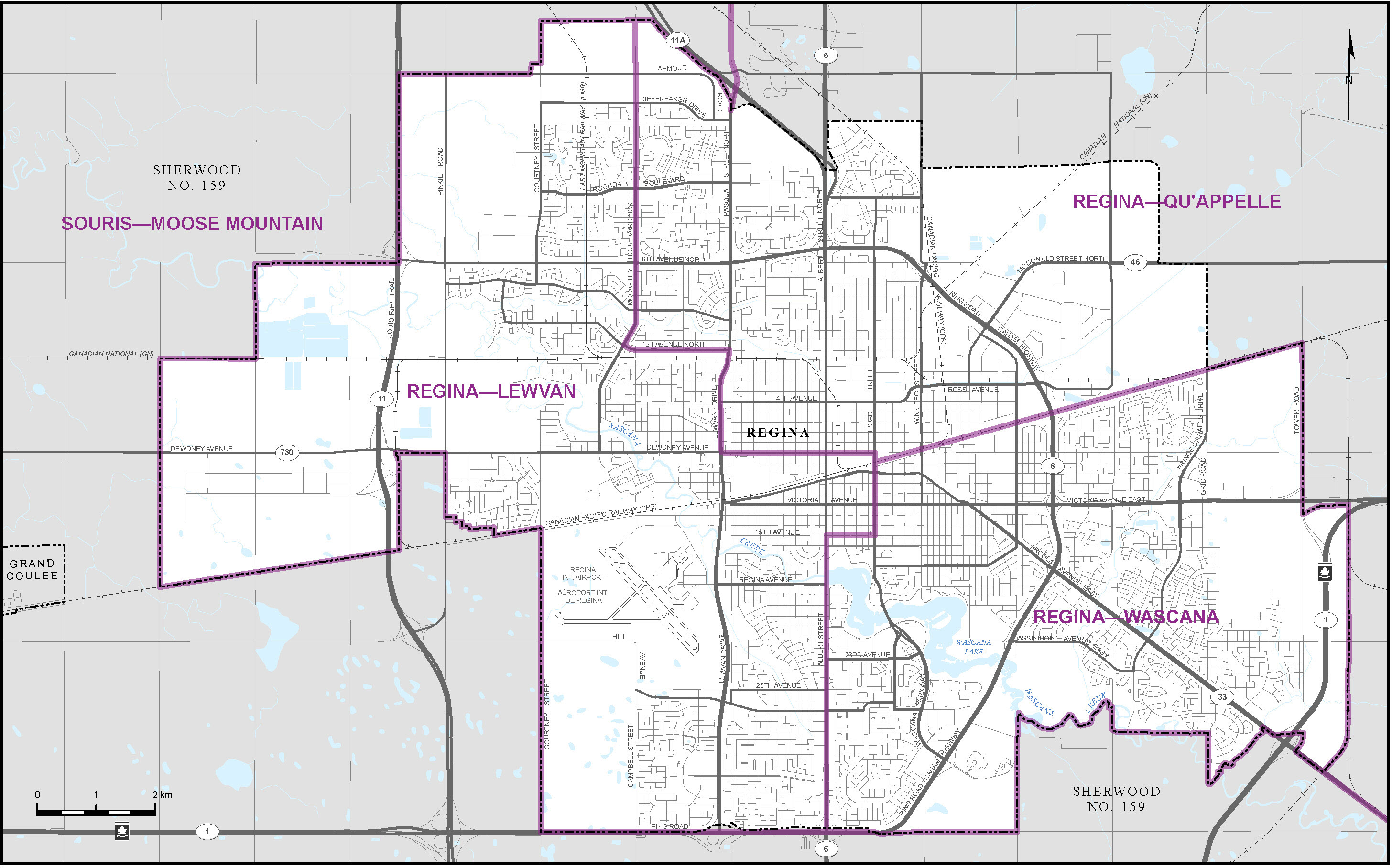 Carte de la ville de Regina (carte 2)