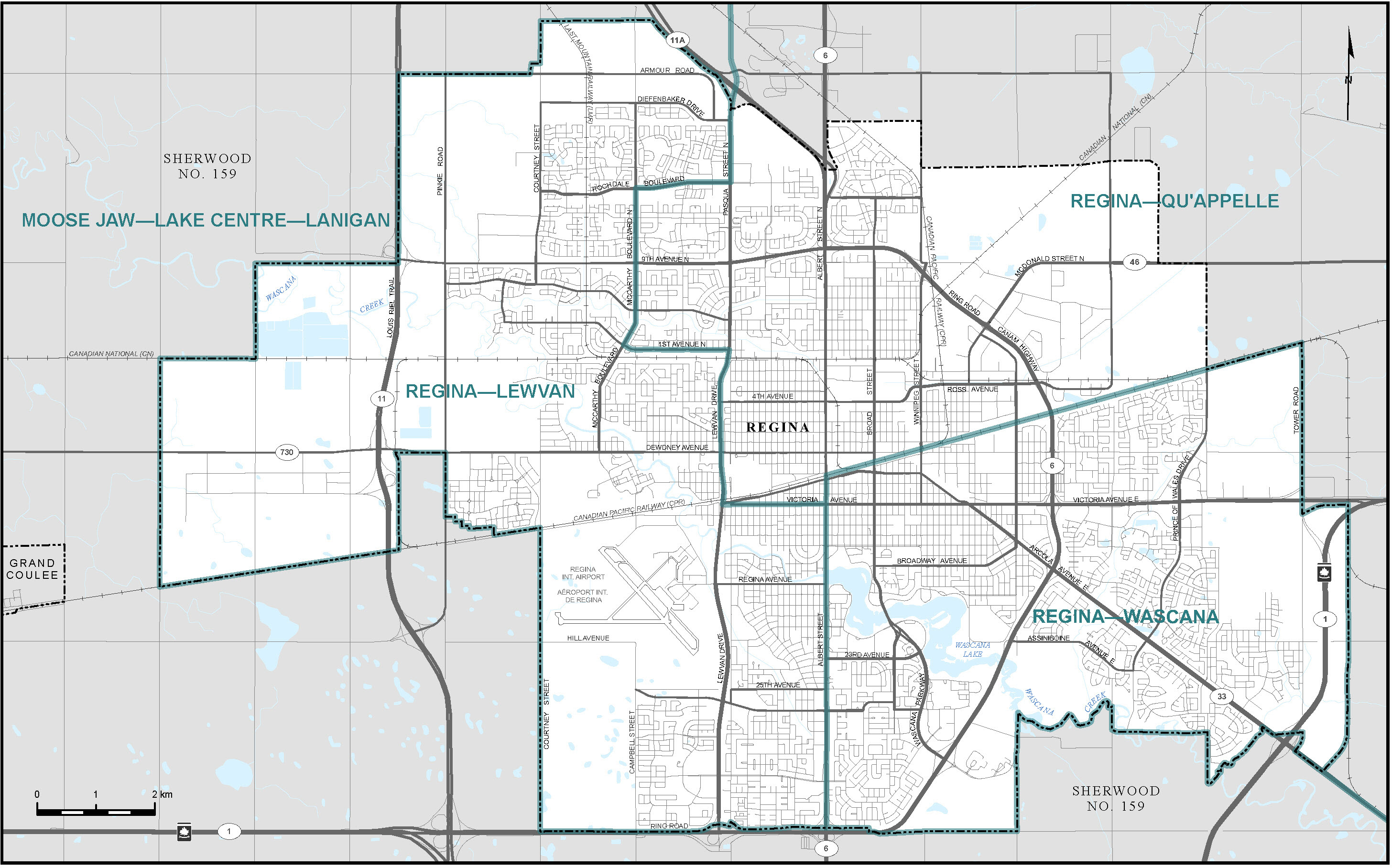 Carte de la ville de Regina (carte 2)