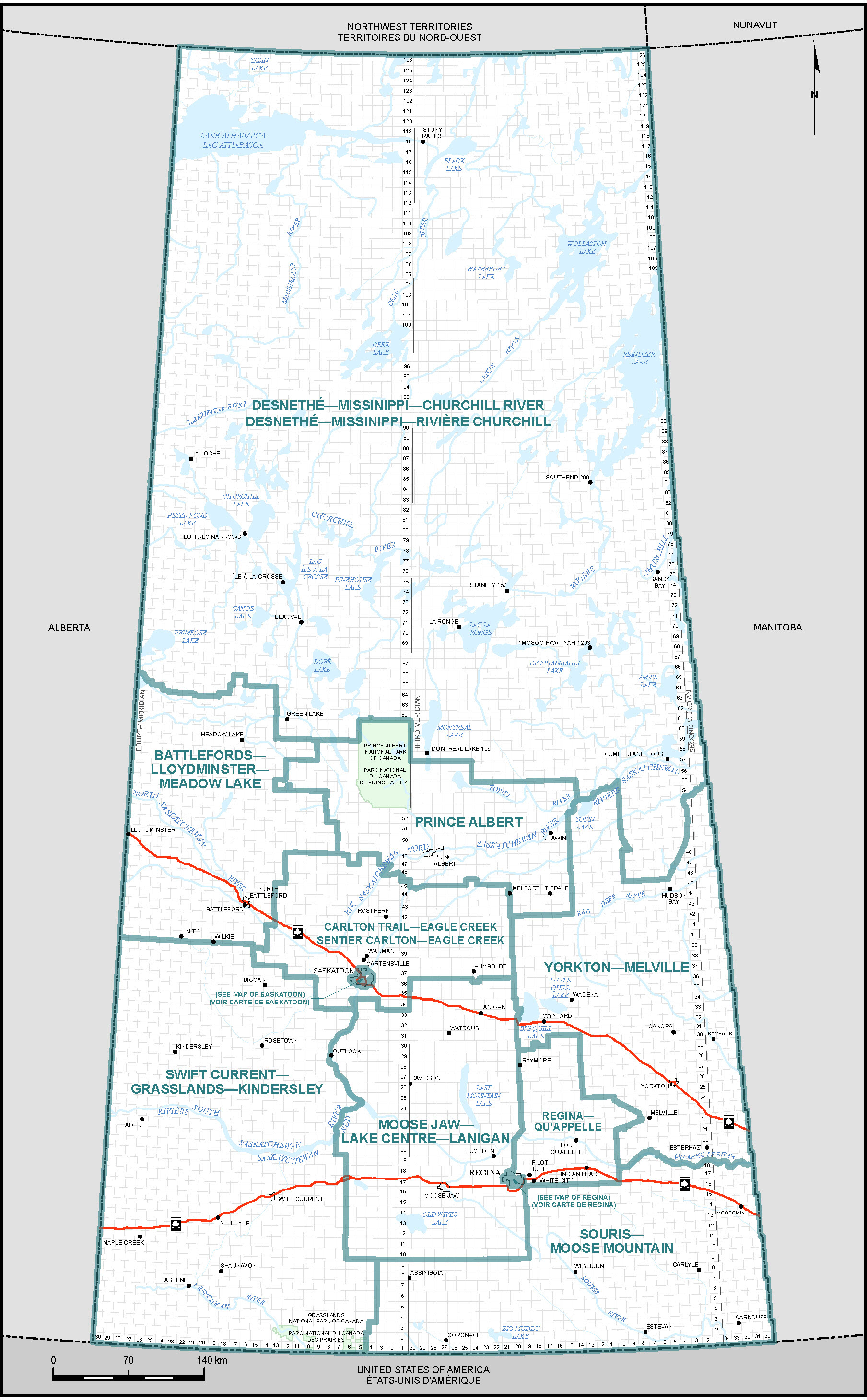 Carte de la Saskatchewan (Carte 1)