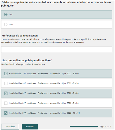 Transmettre vos modifications et demande &agrave; participer aux audiences publiques