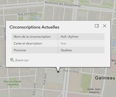 Fen&ecirc;tre contextuelle pour obtenir la description l&eacute;gale d&rsquo;une limite &eacute;lectorale
