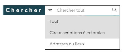 Menu d&eacute;roul&eacute; de l'outil de recherche
